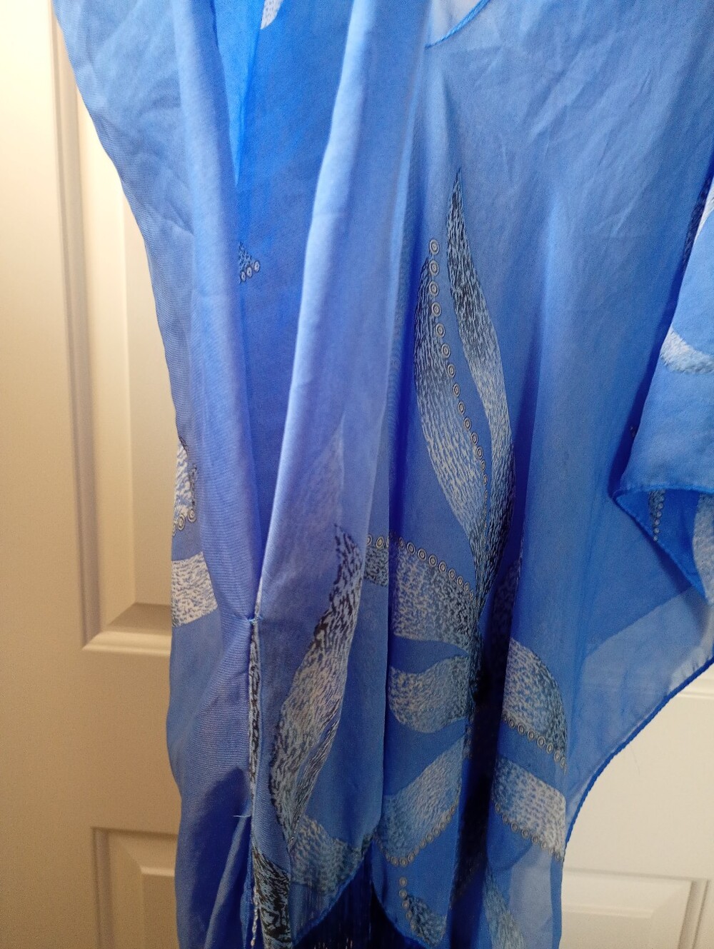 Beachy Vibrant Colbalt Blue Floral Sheer Kaftan Cover-Up - Picture 6 of 7